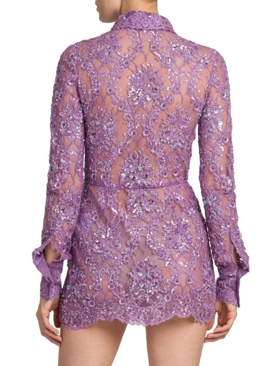 Valentino Embellished Lace Mini Shirtdress 7 Valentino Embellished Lace Mini Shirtdress - Image 5