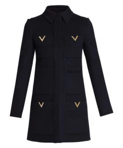 Valentino Logo-Embellished Virgin Wool Coat