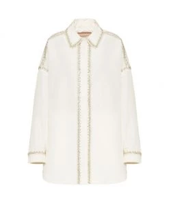 Valentino Oversized Bead-Embroidered Shirt