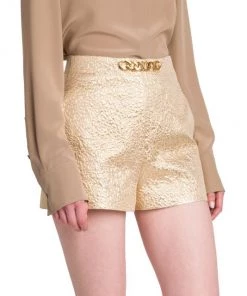 Valentino Logo Chain-Embellished Metallic Shorts -Valentino And AERIN unnamed file 621