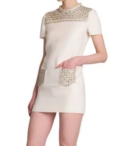 Valentino Short-Sleeve Bead-Embellished Minidress -Valentino And AERIN unnamed file 640
