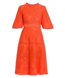 Valentino Openwork Pattern Midi-Dress