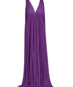 Valentino Pleated Silk Cape Gown