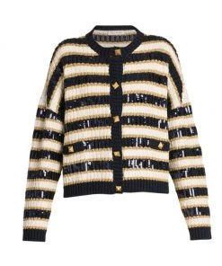 Valentino Boxy Sequin-Embroidered Cardigan