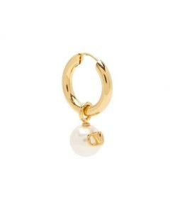Valentino Logo Pearl & Hoop Earring