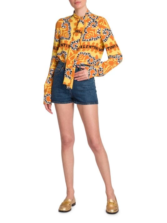 Valentino Tie-Neck & Logo-Print Blouse 4 Valentino Tie-Neck & Logo-Print Blouse - Image 2