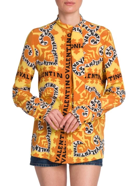 Valentino Tie-Neck & Logo-Print Blouse 5 Valentino Tie-Neck & Logo-Print Blouse - Image 3