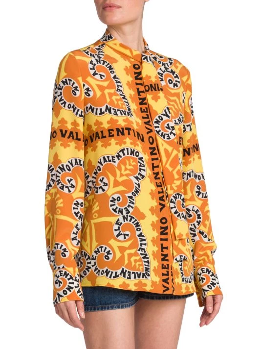 Valentino Tie-Neck & Logo-Print Blouse 6 Valentino Tie-Neck & Logo-Print Blouse - Image 4
