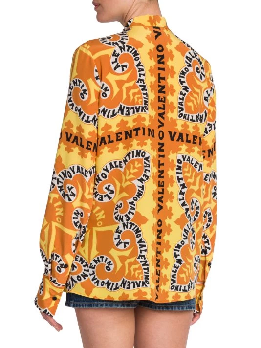 Valentino Tie-Neck & Logo-Print Blouse 7 Valentino Tie-Neck & Logo-Print Blouse - Image 5
