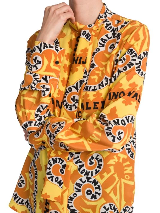 Valentino Tie-Neck & Logo-Print Blouse 8 Valentino Tie-Neck & Logo-Print Blouse - Image 6