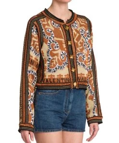 Valentino Cropped Intarsia-Knit Logo Cardigan -Valentino And AERIN unnamed file 76