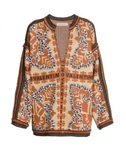 Valentino Intarsia-Knit Logo-Pattern Top