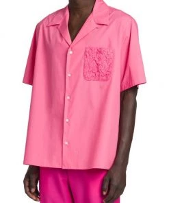 Valentino Short-Sleeve Macrame Chest Pocket Shirt -Valentino And AERIN unnamed file 88
