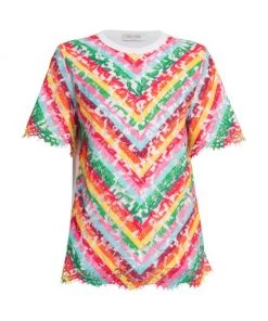 Valentino Multicolor Openwork Logo T-Shirt