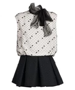 Valentino Two-Tone Mesh Mini-Dress