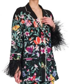 Valentino Feather-Trimmed Silk Pajama Blouse -Valentino And AERIN unnamed file 925