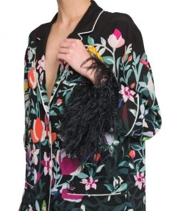 Valentino Feather-Trimmed Silk Pajama Blouse -Valentino And AERIN unnamed file 927