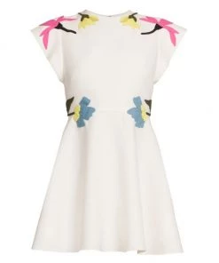 Valentino Flower-Embellished Mini-Dress