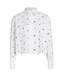 Valentino Beaded Fruit Cotton Shirt